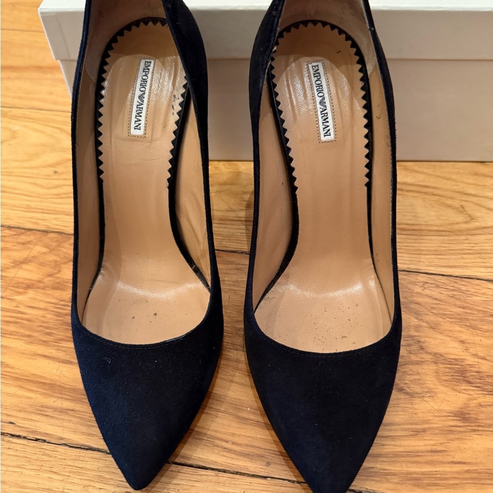 Emporio Armani Women's Black Suede Heels